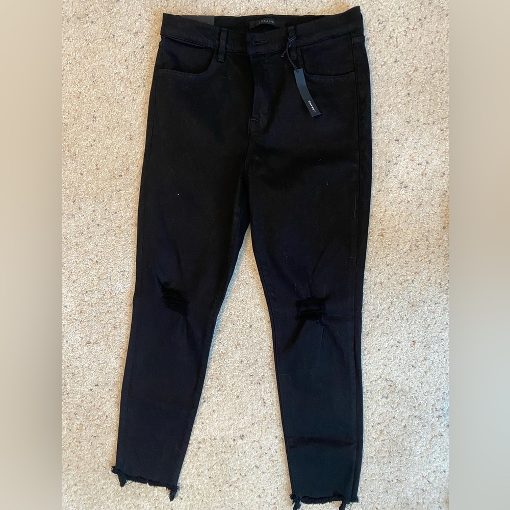 J Brand Black Distressed Cropped Denim NWT